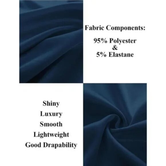 Men's Shiny Satin Shirts Long Sleeve Navy Blue Dress Shirt - Picture 6 of 7